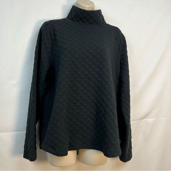 J. Crew Bl249 Black quilted mockneck pullover size medium NWT - Picture 3 of 12